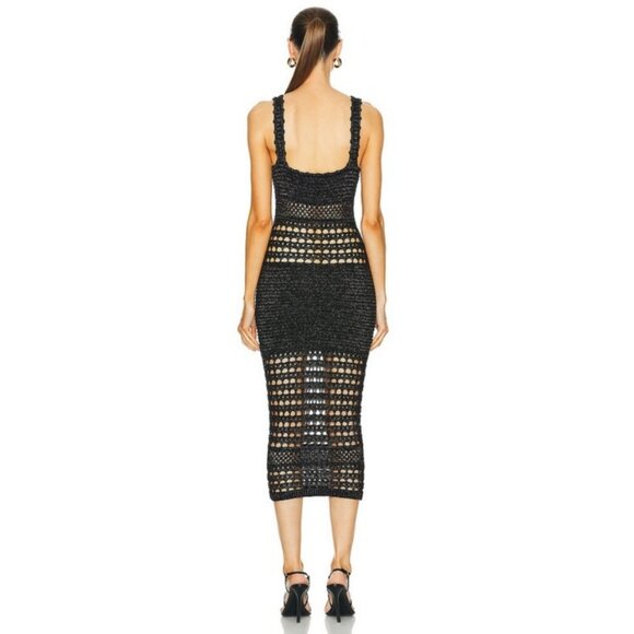 💕RETROFETE💕 Avril Knit Crochet Dress ~ Metallic Black and Gold Medium - Picture 4 of 16